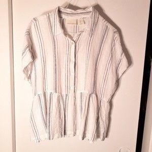 Cynthia Rowley cotton white ruffle cropped top shirt l